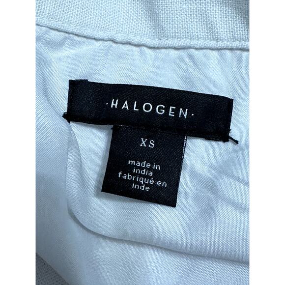Halogen Utility Shirt Dress Mini Button Up Sleeveless Linen Blend White XS NWOT - Picture 9 of 10